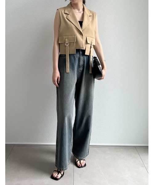 Re:EDIT（リエディ）の「[2024 SUMMER COLLECTION]ライトツイルダブルポケットミリタリーベスト（ベスト・レディース・グレー/ブラック/カーキ/ベージュ・MEDIUM/LARGE）」の9枚目の写真