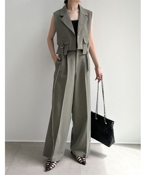 Re:EDIT（リエディ）の「[2024 SUMMER COLLECTION]ライトツイルダブルポケットミリタリーベスト（ベスト・レディース・グレー/ブラック/カーキ/ベージュ・MEDIUM/LARGE）」の20枚目の写真