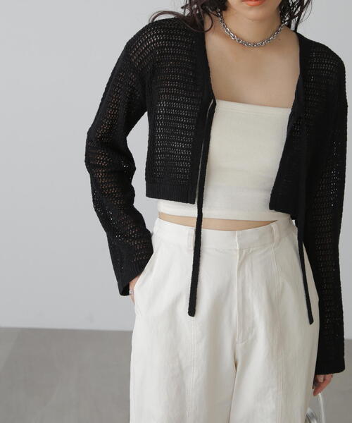 FREE'S MART(フリーズマート)の「◆テープヤーンメッシュカーディガン(カーディガン/ボレロ・レディース・ホワイト/ブラック/ブルー・FREE)」の5枚目の写真