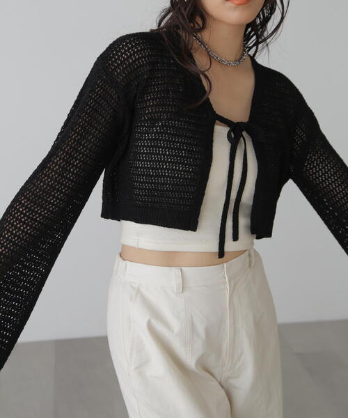 FREE'S MART(フリーズマート)の「◆テープヤーンメッシュカーディガン(カーディガン/ボレロ・レディース・ホワイト/ブラック/ブルー・FREE)」の8枚目の写真
