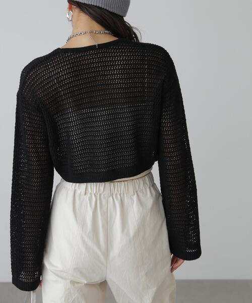 FREE'S MART(フリーズマート)の「◆テープヤーンメッシュカーディガン(カーディガン/ボレロ・レディース・ホワイト/ブラック/ブルー・FREE)」の11枚目の写真