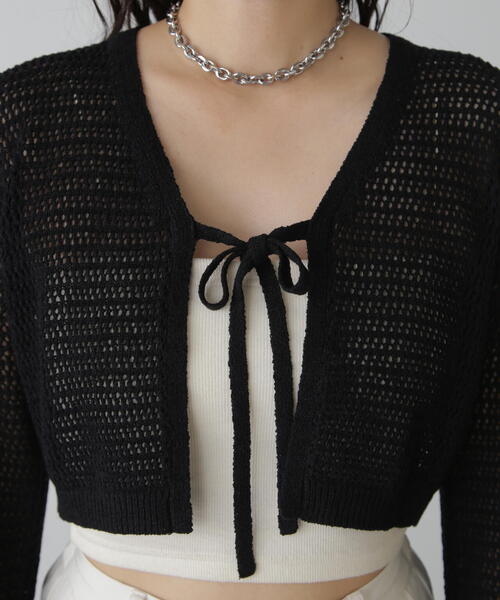 FREE'S MART(フリーズマート)の「◆テープヤーンメッシュカーディガン(カーディガン/ボレロ・レディース・ホワイト/ブラック/ブルー・FREE)」の12枚目の写真