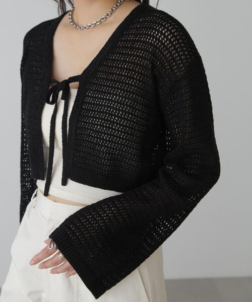 FREE'S MART(フリーズマート)の「◆テープヤーンメッシュカーディガン(カーディガン/ボレロ・レディース・ホワイト/ブラック/ブルー・FREE)」の13枚目の写真