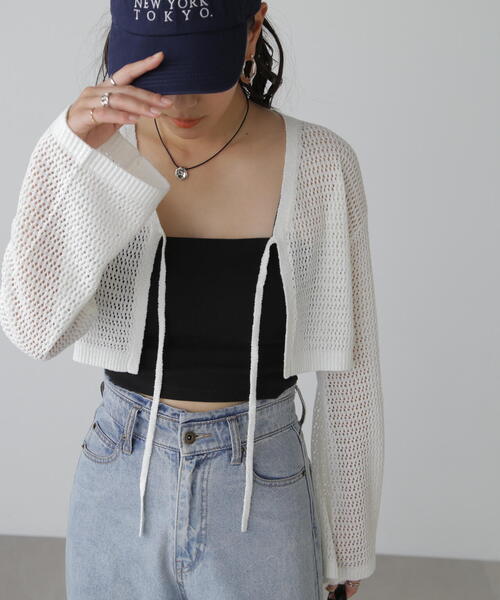 FREE'S MART(フリーズマート)の「◆テープヤーンメッシュカーディガン(カーディガン/ボレロ・レディース・ホワイト/ブラック/ブルー・FREE)」の20枚目の写真