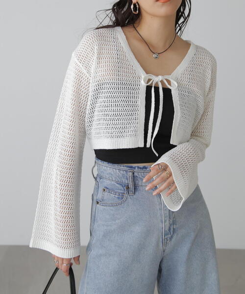 FREE'S MART(フリーズマート)の「◆テープヤーンメッシュカーディガン(カーディガン/ボレロ・レディース・ホワイト/ブラック/ブルー・FREE)」の21枚目の写真