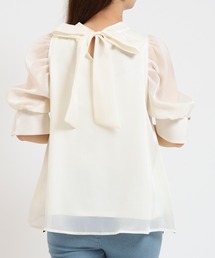ASTORIA ODIER | ラメシアーバックリボンブラウス(接触冷感裏地)(シャツ/ブラウス)