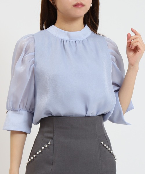 ASTORIA ODIER（アストリアオディール）の「ラメシアーバックリボンブラウス(接触冷感裏地)（シャツ/ブラウス・レディース・ホワイト/ピンク/ベージュ/サックスブルー/ブラック・MEDIUM）」の16枚目の写真