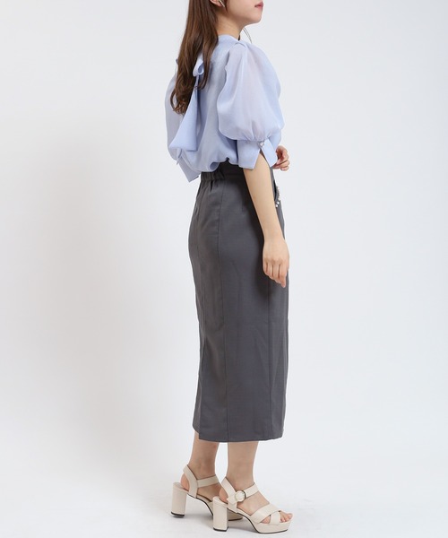 ASTORIA ODIER（アストリアオディール）の「ラメシアーバックリボンブラウス(接触冷感裏地)（シャツ/ブラウス・レディース・ホワイト/ピンク/ベージュ/サックスブルー/ブラック・MEDIUM）」の17枚目の写真