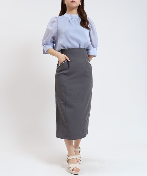 ASTORIA ODIER（アストリアオディール）の「ラメシアーバックリボンブラウス(接触冷感裏地)（シャツ/ブラウス・レディース・ホワイト/ピンク/ベージュ/サックスブルー/ブラック・MEDIUM）」の18枚目の写真