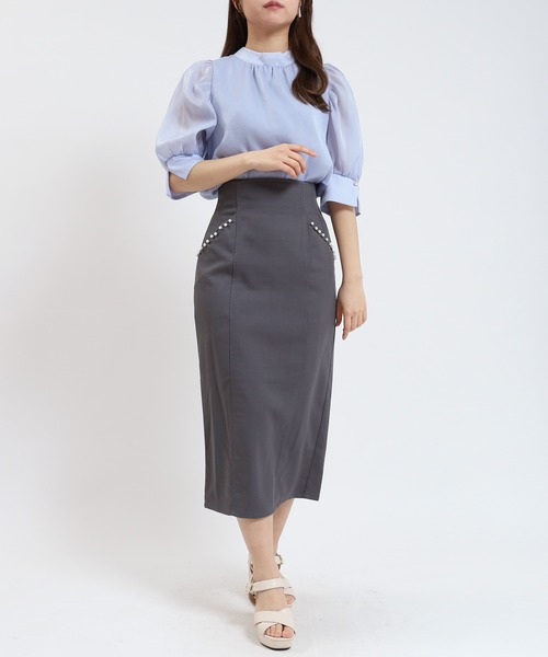 ASTORIA ODIER（アストリアオディール）の「ラメシアーバックリボンブラウス(接触冷感裏地)（シャツ/ブラウス・レディース・ホワイト/ピンク/ベージュ/サックスブルー/ブラック・MEDIUM）」の19枚目の写真