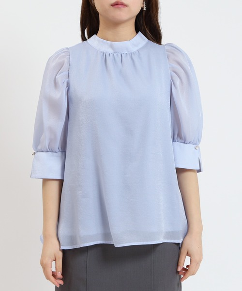 ASTORIA ODIER（アストリアオディール）の「ラメシアーバックリボンブラウス(接触冷感裏地)（シャツ/ブラウス・レディース・ホワイト/ピンク/ベージュ/サックスブルー/ブラック・MEDIUM）」の20枚目の写真