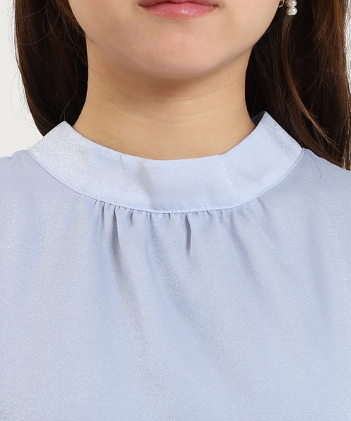 ASTORIA ODIER（アストリアオディール）の「ラメシアーバックリボンブラウス(接触冷感裏地)（シャツ/ブラウス・レディース・ホワイト/ピンク/ベージュ/サックスブルー/ブラック・MEDIUM）」の11枚目の写真