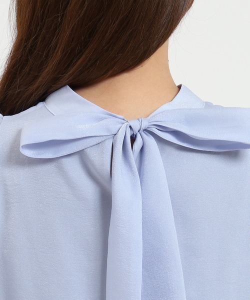 ASTORIA ODIER（アストリアオディール）の「ラメシアーバックリボンブラウス(接触冷感裏地)（シャツ/ブラウス・レディース・ホワイト/ピンク/ベージュ/サックスブルー/ブラック・MEDIUM）」の12枚目の写真