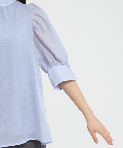 ASTORIA ODIER（アストリアオディール）の「ラメシアーバックリボンブラウス(接触冷感裏地)（シャツ/ブラウス・レディース・ホワイト/ピンク/ベージュ/サックスブルー/ブラック・MEDIUM）」の13枚目の写真