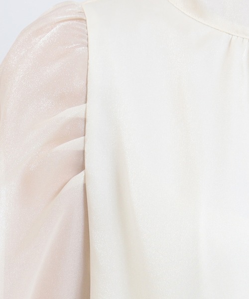 ASTORIA ODIER（アストリアオディール）の「ラメシアーバックリボンブラウス(接触冷感裏地)（シャツ/ブラウス・レディース・ホワイト/ピンク/ベージュ/サックスブルー/ブラック・MEDIUM）」の9枚目の写真