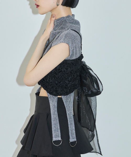 VIOLETTA（ヴィオレッタ）の「シャーリングバックリボンビスチェ（ベスト・レディース・ブラック/グレー・FREE）」の18枚目の写真