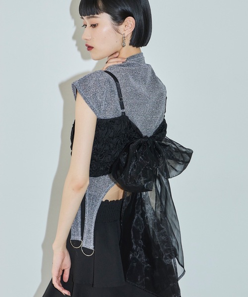 VIOLETTA（ヴィオレッタ）の「シャーリングバックリボンビスチェ（ベスト・レディース・ブラック/グレー・FREE）」の17枚目の写真