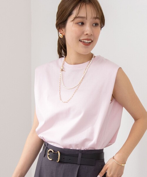 NOLLEY’S（ノーリーズ）の「BASICタックノースリーブTシャツ（Tシャツ/カットソー・レディース・ベージュ/グリーン/オフホワイト/ブラック系その他/ベビーピンク/ブラック・36/38）」の17枚目の写真