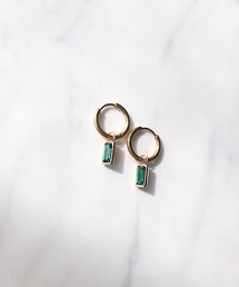 TIMELESS&THREE | 2WAYスクエアビジューフープピアス(ピアス（両耳用）)