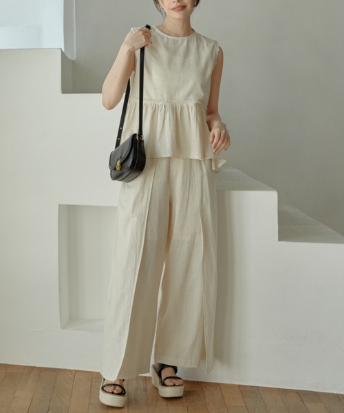 ACYM（アシーム）の「Natural linen layered パンツ（その他パンツ・レディース・ブラック/オフホワイト・FREE）」の11枚目の写真