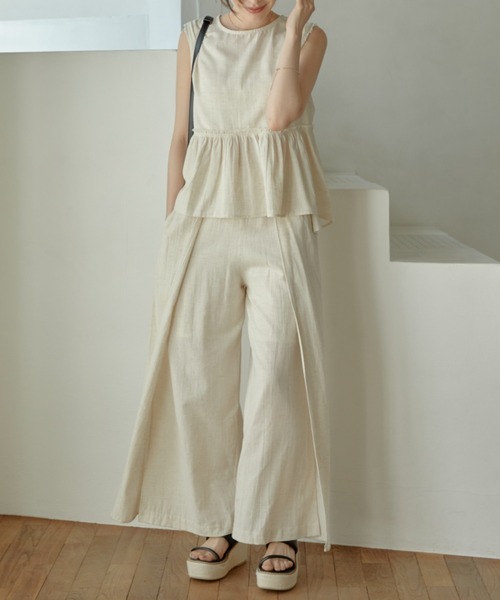 ACYM（アシーム）の「Natural linen layered パンツ（その他パンツ・レディース・ブラック/オフホワイト・FREE）」の12枚目の写真