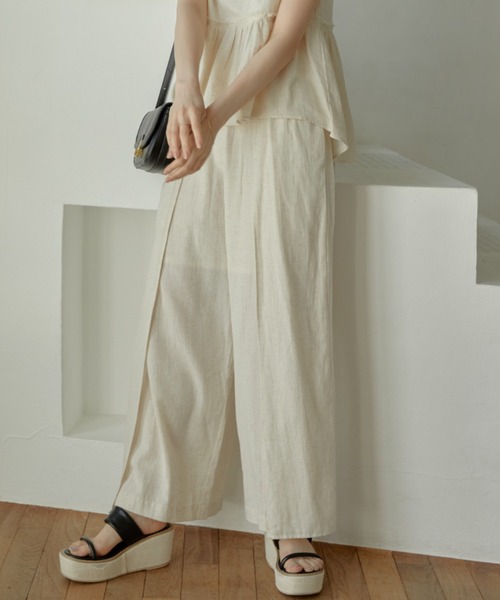 ACYM（アシーム）の「Natural linen layered パンツ（その他パンツ・レディース・ブラック/オフホワイト・FREE）」の5枚目の写真