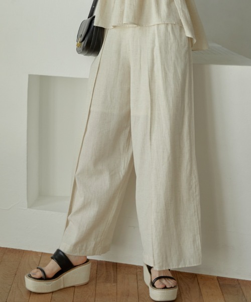 ACYM（アシーム）の「Natural linen layered パンツ（その他パンツ・レディース・ブラック/オフホワイト・FREE）」の6枚目の写真