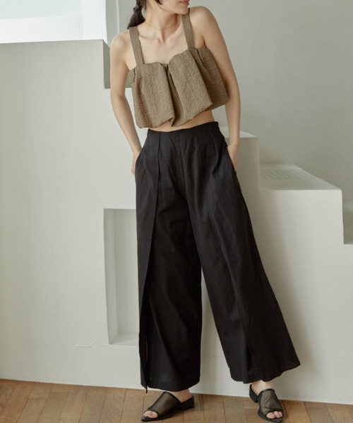 ACYM（アシーム）の「Natural linen layered パンツ（その他パンツ・レディース・ブラック/オフホワイト・FREE）」の3枚目の写真