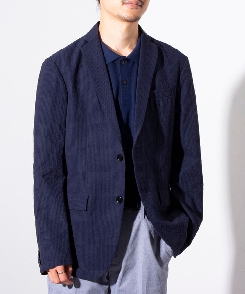 GLOSTER（グロスター）の「【GLOSTER/グロスター】サッカー  テーラードジャケット イージーケア 2B（テーラードジャケット・メンズ・ブラック/ネイビー・L/M）」の12枚目の写真