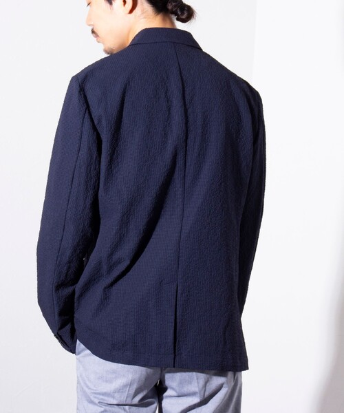 GLOSTER（グロスター）の「【GLOSTER/グロスター】サッカー  テーラードジャケット イージーケア 2B（テーラードジャケット・メンズ・ブラック/ネイビー・L/M）」の10枚目の写真