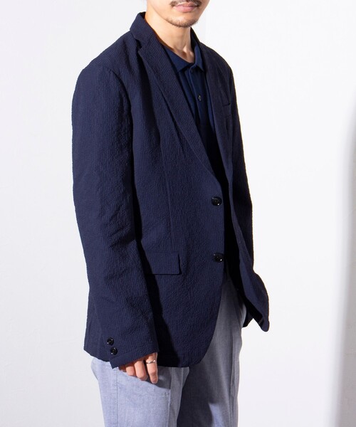 GLOSTER（グロスター）の「【GLOSTER/グロスター】サッカー  テーラードジャケット イージーケア 2B（テーラードジャケット・メンズ・ブラック/ネイビー・L/M）」の9枚目の写真