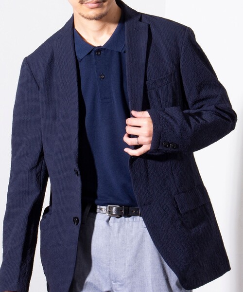 GLOSTER（グロスター）の「【GLOSTER/グロスター】サッカー  テーラードジャケット イージーケア 2B（テーラードジャケット・メンズ・ブラック/ネイビー・L/M）」の8枚目の写真