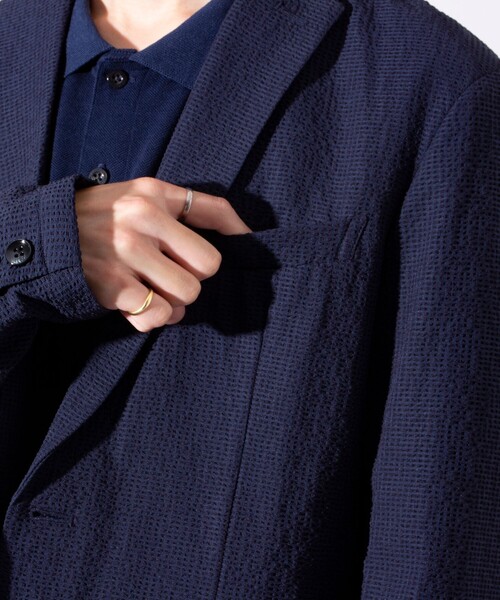 GLOSTER（グロスター）の「【GLOSTER/グロスター】サッカー  テーラードジャケット イージーケア 2B（テーラードジャケット・メンズ・ブラック/ネイビー・L/M）」の7枚目の写真