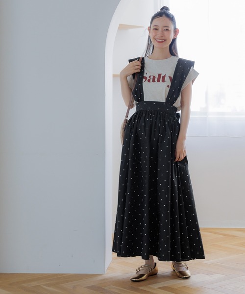 coca(coca)(コカ)の「【WEB限定セール】バックリボンサスペンダースカート(スカート・レディース・ドット/ブラック・ONE SIZE)」の3枚目の写真