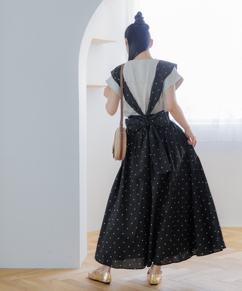 coca(coca)(コカ)の「【WEB限定セール】バックリボンサスペンダースカート(スカート・レディース・ドット/ブラック・ONE SIZE)」の6枚目の写真