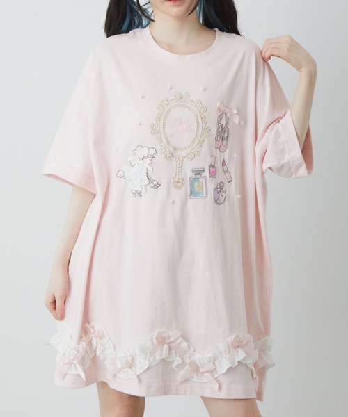 Ank Rouge（アンクルージュ）の「おしゃれプードルコスメBigTe（Tシャツ/カットソー・レディース・ブラック/ホワイト/ピンク・M）」の3枚目の写真