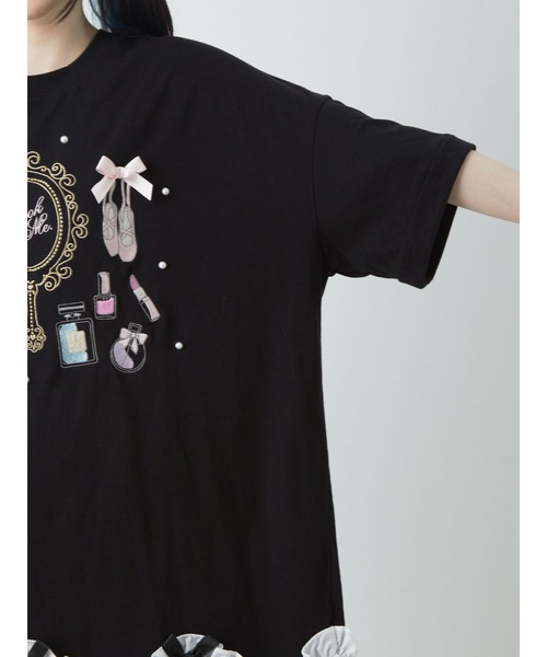 Ank Rouge（アンクルージュ）の「おしゃれプードルコスメBigTe（Tシャツ/カットソー・レディース・ブラック/ホワイト/ピンク・M）」の5枚目の写真