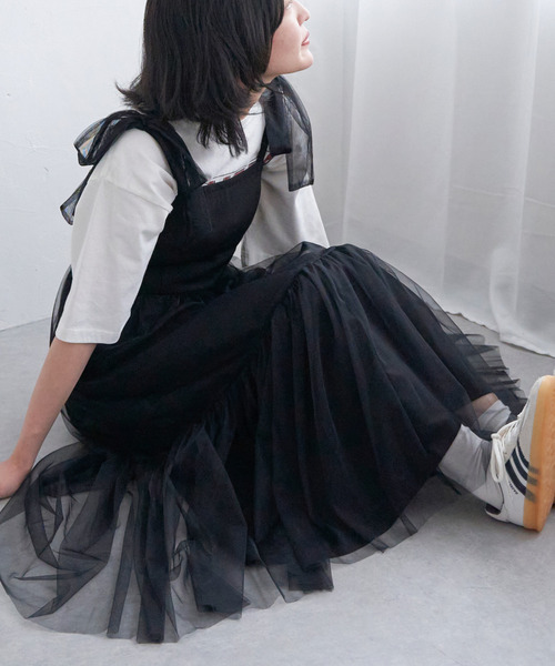 VENCEEXCHANGE（ヴァンスエクスチェンジ）の「チュールティアードワンピース（ワンピース・レディース・ブラウン/グレー/ブラック・FREE）」の2枚目の写真