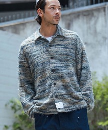 ms5749-Multicolor Mohair Like Shadow Stripe Knit Shirts ニットシャツ