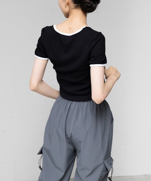 セール】【SETUP7】刺繍リボンバイカラー 半袖Tシャツ SCCH595