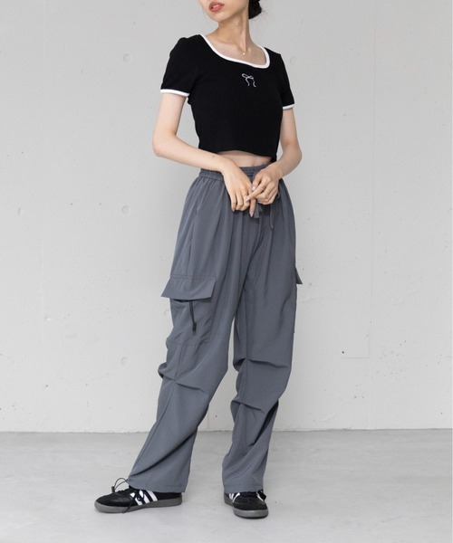 セール】【SETUP7】刺繍リボンバイカラー 半袖Tシャツ SCCH595