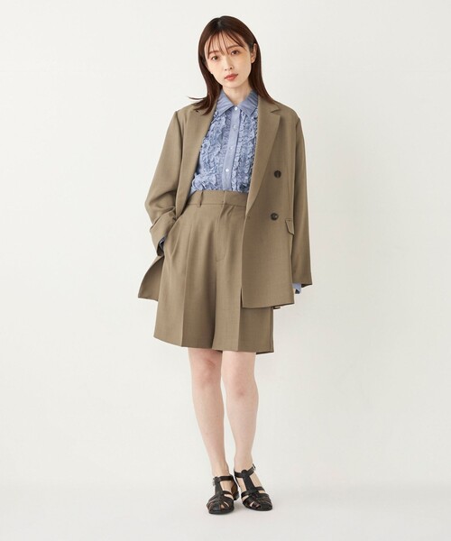 SHIPS Colors(シップス カラーズ)の「SHIPS Colors:〈手洗い可能〉クリスピー タック ショーツ(セットアップ対応可能)(その他パンツ・レディース・ブラウン/ネイビー・SMALL/MEDIUM)」の19枚目の写真