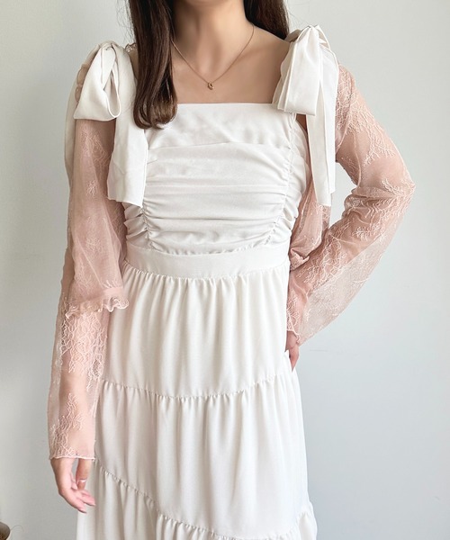 セール】【apres jour mimi】リボンティアードキャミワンピース