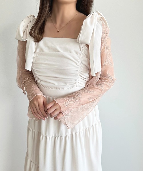 apres jour(アプレジュール)の「【apres jour mimi】リボンティアードキャミワンピース【ZOZOTOWN限定アイテム】(ワンピース・レディース・アイボリー/ライトピンク/ブラック/ベージュ系その他・フリー/X-LARGE)」の5枚目の写真