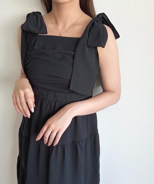セール】【apres jour mimi】リボンティアードキャミワンピース