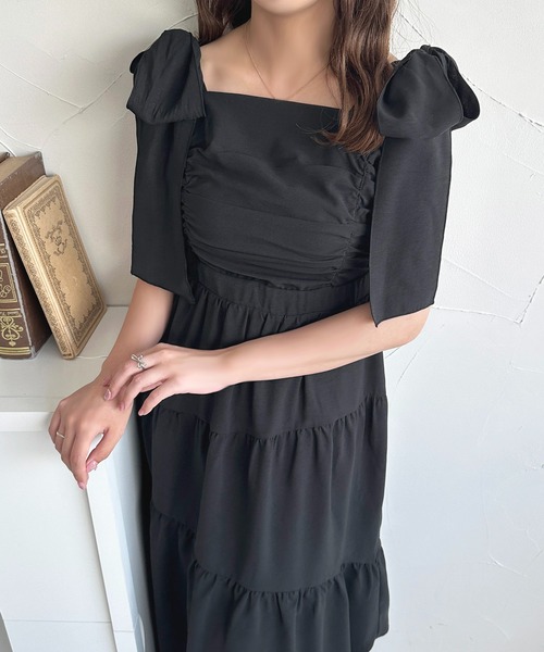 セール】【apres jour mimi】リボンティアードキャミワンピース