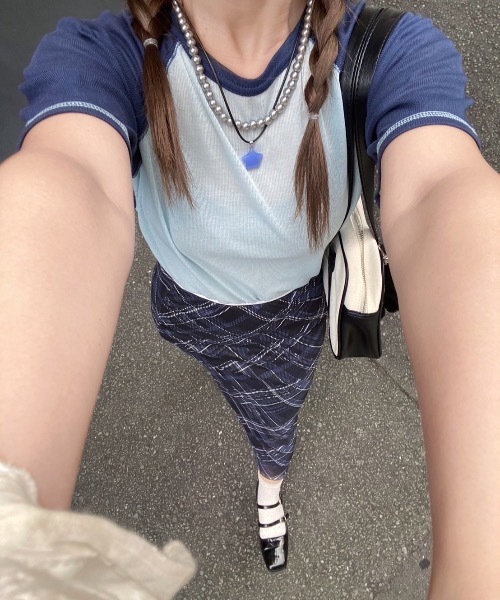 nemne store(ネンネストア)の「カラーステッチシアーラグランTシャツ(Tシャツ/カットソー・レディース・ライトブルー/アイボリー・フリー)」の14枚目の写真