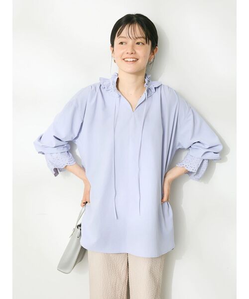 【MARK & LONA】スカル刺繍ハーフスリーブシャツ　フリル MARK & LONA】スカル刺繍ハーフスリーブシャツ フリル