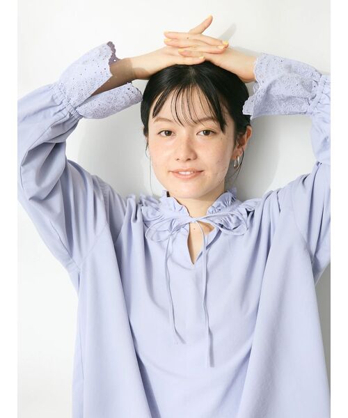 CRAFT STANDARD BOUTIQUE(クラフトスタンダードブティック)の「デシンフリル刺繍スリーブブラウス ◆(シャツ/ブラウス・レディース・パープル/グリーン/オフホワイト/ブラック・FREE)」の10枚目の写真