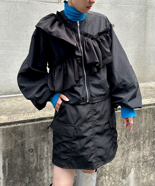 bohmal(ボマール)の「アシメフリルブルゾン(ブルゾン・レディース・ブラック/グレー・MEDIUM)」の20枚目の写真